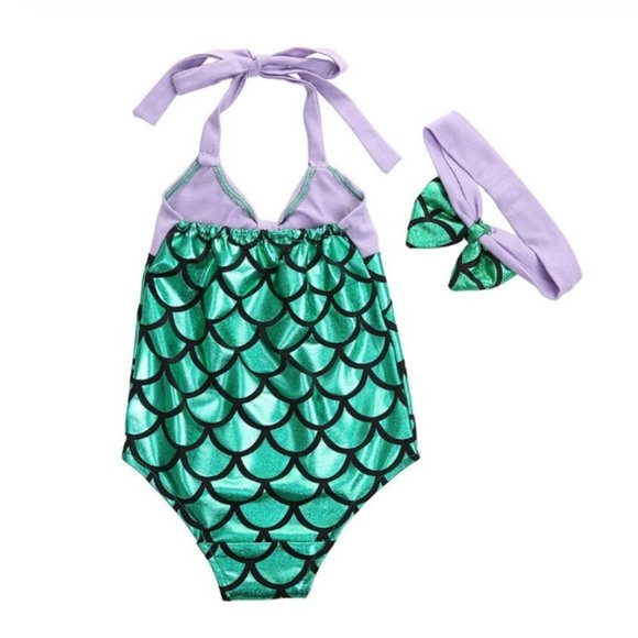 Mermaid swimsuit with bow for little girl - Picture 4 of 6